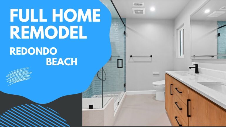 Modern Bathroom Remodel with Glass Shower in Redondo Beach Modern bathroom remodel with glass shower, wood vanity, and white quartz countertop in Redondo Beach by RnD Builders Inc