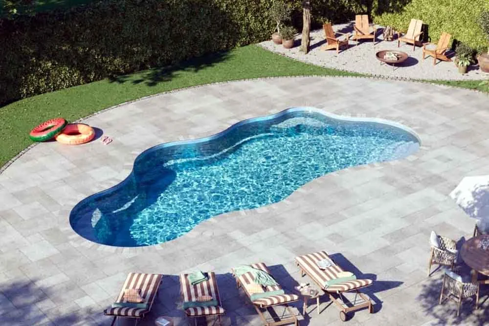 fiberglass pool installation in california backyard