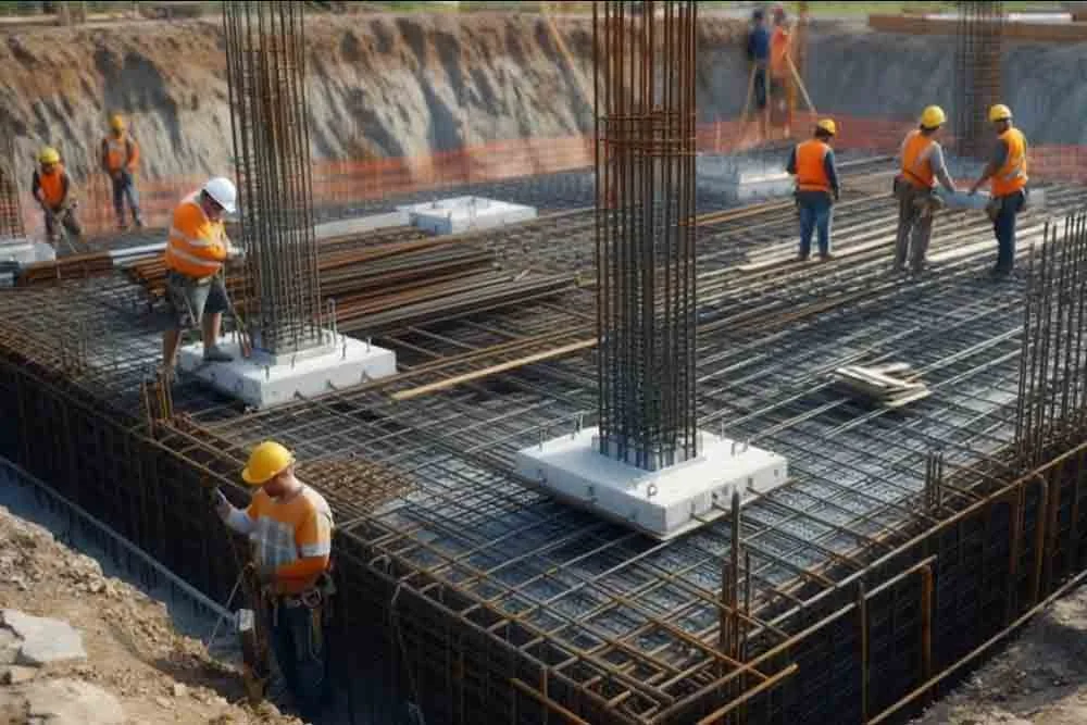pre construction planning phase with site plans and foundation layout