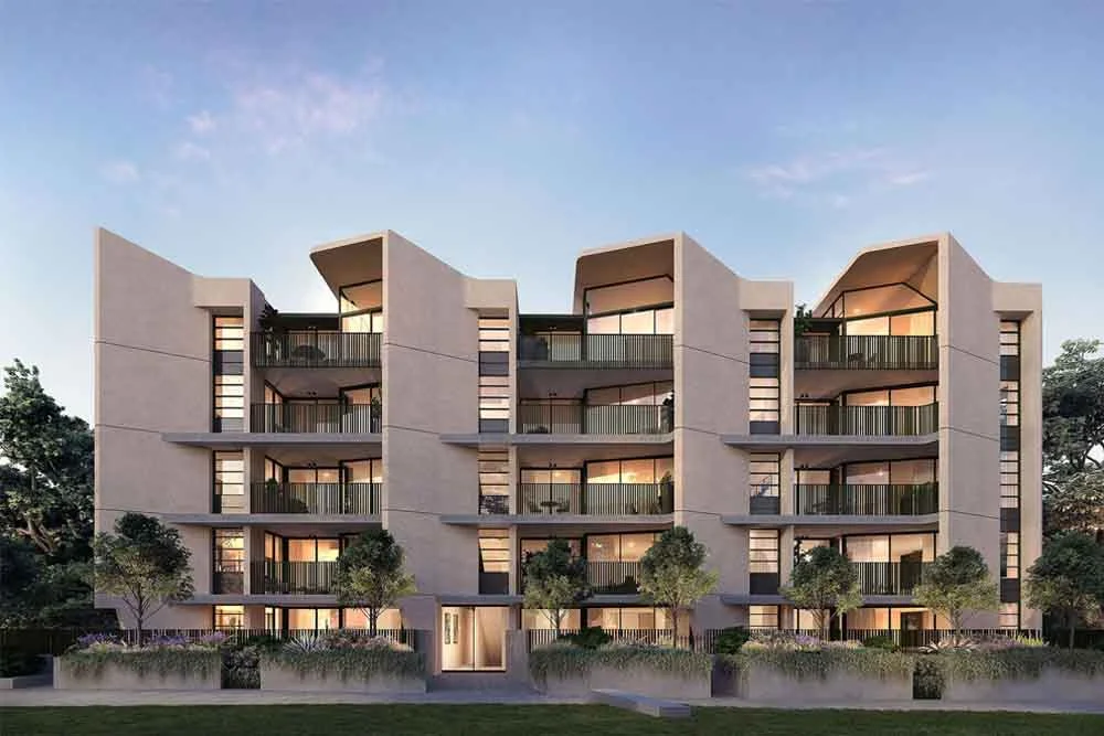 small-apartment-building-exterior-design small apartment building with modern exterior design and landscaping