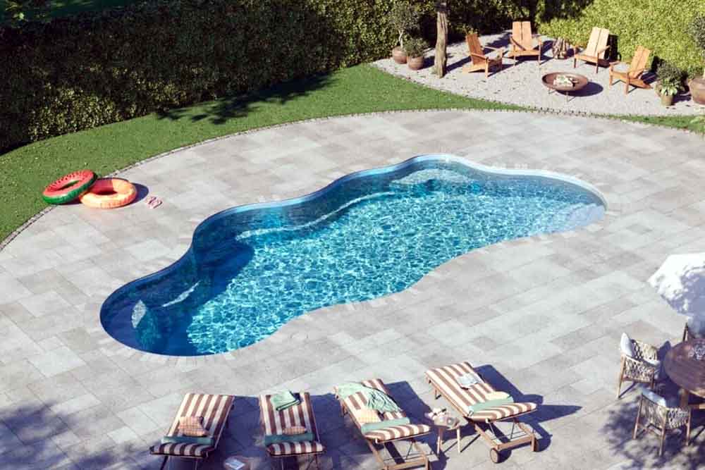 fiberglass pool installation in california backyard