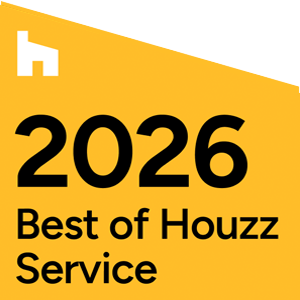 Houzz Best of Service 2026 award badge graphic, not a project photo, by RnD Builders Inc