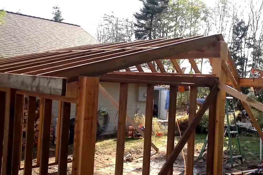 home construction process from scratch with building framework