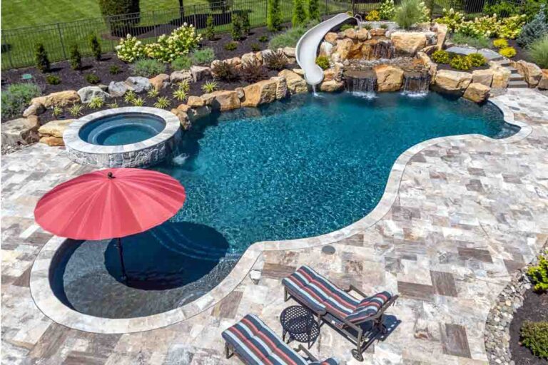 modern backyard swimming pool design with stylish outdoor setup