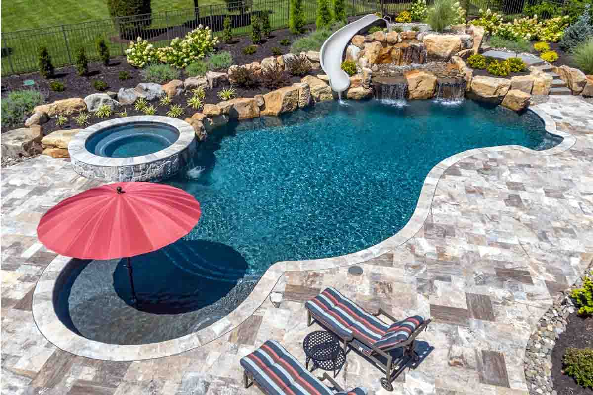 modern backyard swimming pool design with stylish outdoor setup